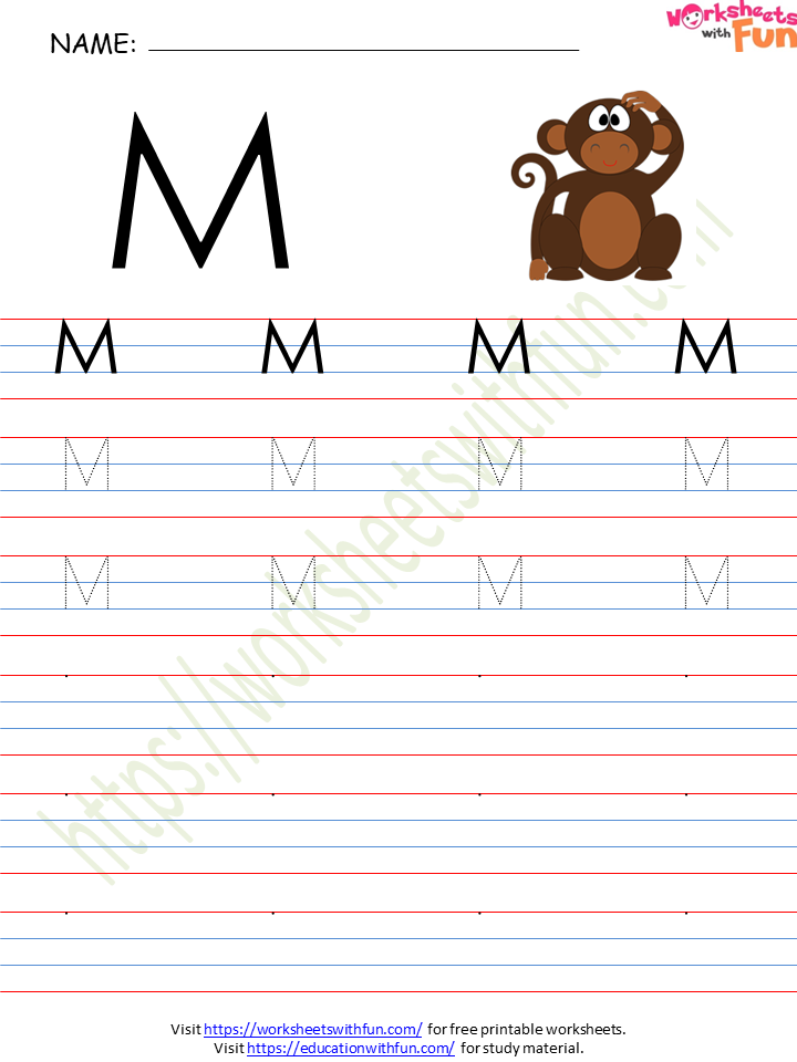 English Preschool Alphabet Letter M Worksheet 4 